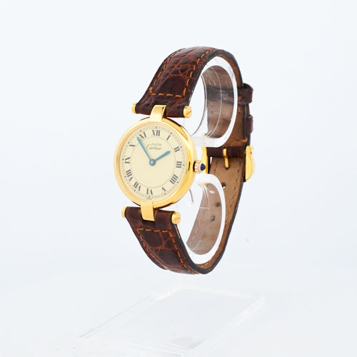 Montre Cartier - Montre Must Vendôme cadran lemon chiffres romains en vermeil 58 Facettes