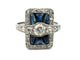 Bague 54 Bague Art-Déco en platine, saphirs calibrés et diamants 58 Facettes