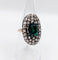 Bague 54 Bague marquise antique en or rose 18k et argent, doublet grenat vert et diamants 58 Facettes A06674
