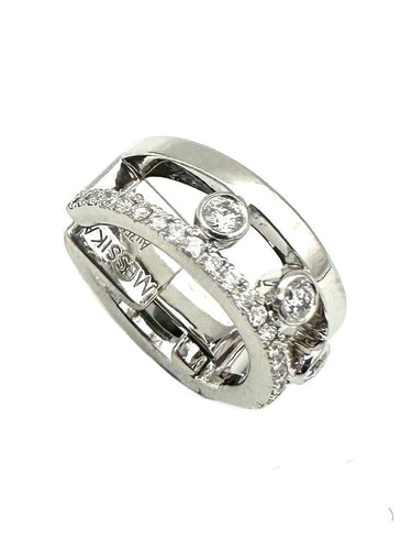 Boucles d'oreilles MESSIKA. Collection "Move Romane", clip or blanc 18K et diamants 58 Facettes