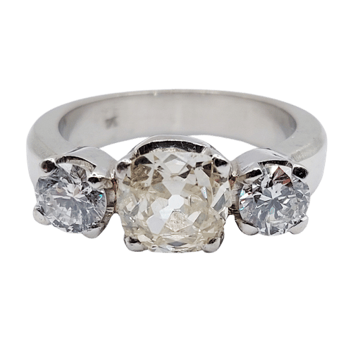 Bague 55 Bague jonc Art déco en platine et diamants (1,30 ct + 0,90 ct) 58 Facettes A06671