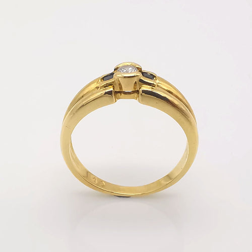 Bague 53 Bague or jaune diamant saphirs 58 Facettes