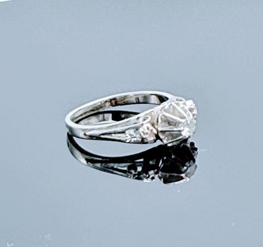 Bague 53 Bague solitaire diamant vintage en or gris 18K 58 Facettes