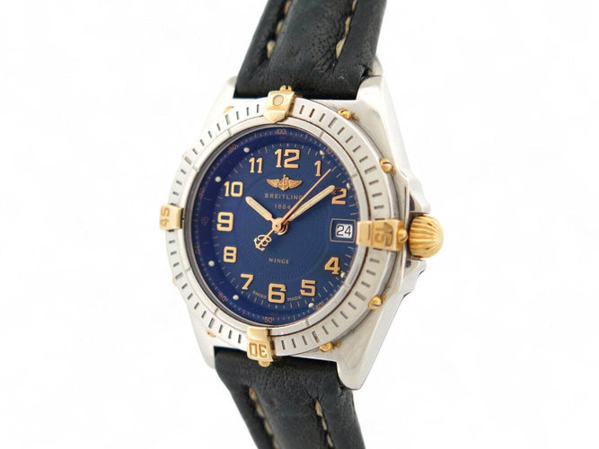 vintage montre BREITLING wings lady b67050 acier et or 30 mm +boite quartz 58 Facettes 269960
