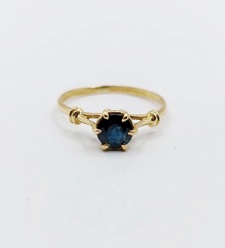 Bague 51 Bague - Solitaire vintage en or 18k et saphir naturel 0,50 carat 58 Facettes A06640