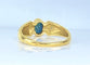 Bague saphir ovale et diamants en or jaune 18 carats et émail