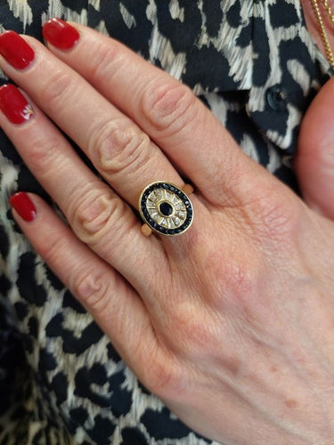 Bague 62 Bague moderne or jaune saphirs et diamants 58 Facettes 081501