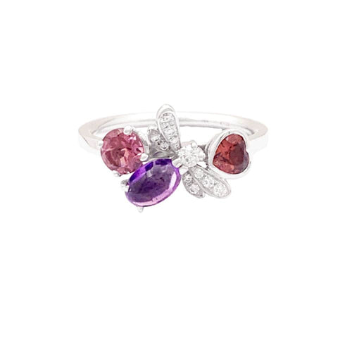 Bague 52 Bague Chaumet, "Attrape-moi...si tu m'aimes", or blanc, améthyste, grenat, diamants. 58 Facettes 34986