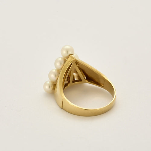 Bague 51 Bague en or jaune et perles de culture blanches 58 Facettes MON0907