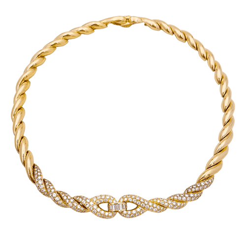 Collier Collier vintage Fred, or jaune et diamants. 58 Facettes 34720