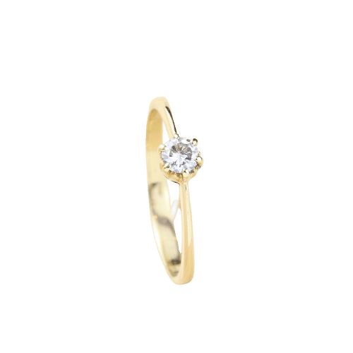 Bague 57 Bague solitaire en or jaune 18 carats avec diamant de 0,20 carat 58 Facettes 129996