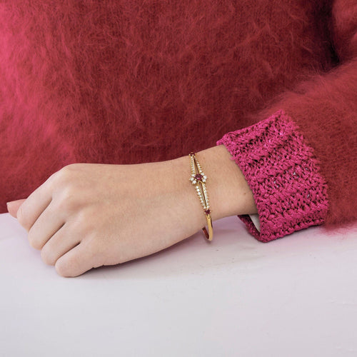 Bracelet Bracelet jonc or jaune rubis diamants 58 Facettes LP1041/9