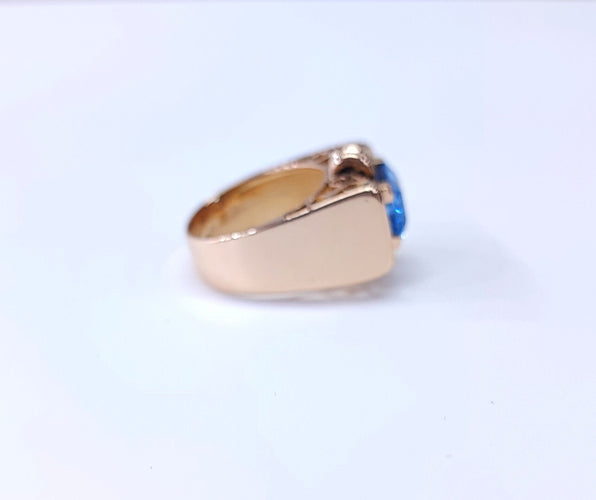 Bague 58 Bague tank en or 18k et aigue-marine 58 Facettes BagTankBleu.2071