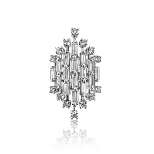 Bague Bague en platine et diamants style milieu du siècle 58 Facettes F18