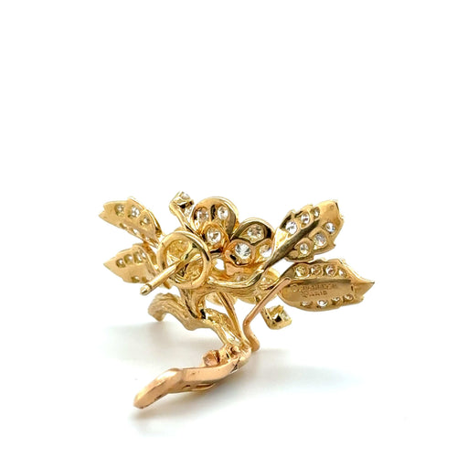 Boucles d'oreilles Boucheron - Boucles d’oreille « Fleur » Or jaune et Diamants 58 Facettes 3007/22