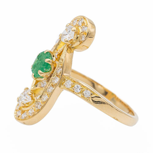 Bague 57 Bague Or jaune Emeraude, Diamant 58 Facettes 2601182CN