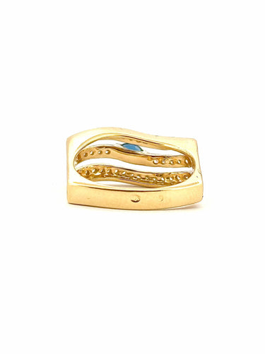 Bague 54 Bague vintage en or 18 carats diamants 8/8 et saphir 58 Facettes