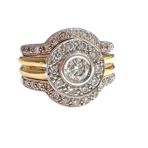 Bague 54 BAGUE STYLE CONTEMPORAIN DU 20ÈME SIÈCLE en OR 18 ct avec DIAMANTS 58 Facettes Q883A