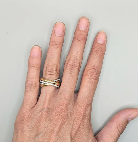 Bague 54 Alliance 4 anneaux en or et diamants 58 Facettes