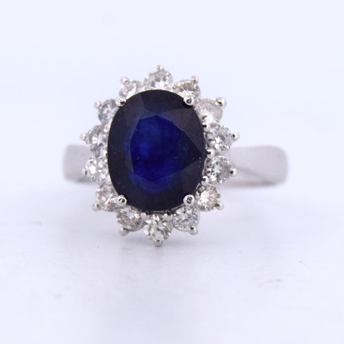 Bague 56 Bague en or blanc avec saphir et diamants 58 Facettes