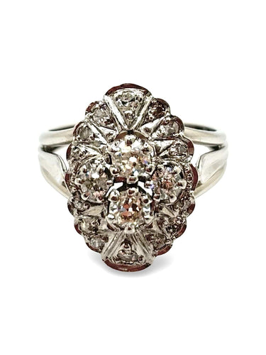 Bague 58 Bague ancienne or blanc et diamants 0,90 ct 58 Facettes