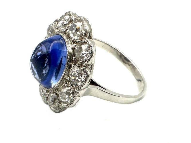 Bague Belle-Epoque en or blanc, saphir et diamants 58 Facettes
