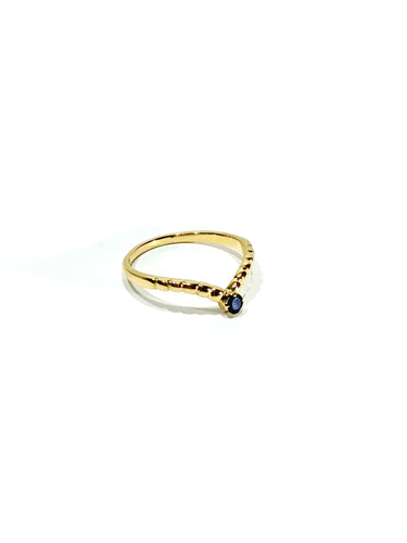 Bague 57.5 Bague or jaune et saphir 58 Facettes