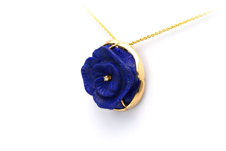 Pendentif Pendentif Art Nouveau en or carats serti d'un lapis lazuli et d'un diamant 58 Facettes 19534