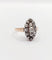 Bague 54 Bague marquise antique en or rose 18k et argent, diamant et diamants roses 58 Facettes A06417