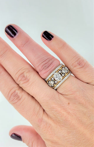Bague BUCCELLATI - Bague bicolore or blanc et jaune avec diamants 58 Facettes