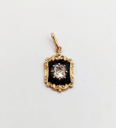 Pendentif Pendentif victorien or jaune et argent, diamant table 5mm (circa 1850) 58 Facettes A06304