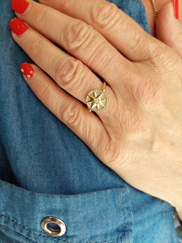 Bague 53 DIOR - BAGUE "ROSE DES VENTS" OR JAUNE NACRE 58 Facettes 084041