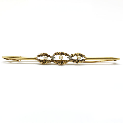 Broche Broche barrette début XXème or jaune perles fines 58 Facettes 160099R