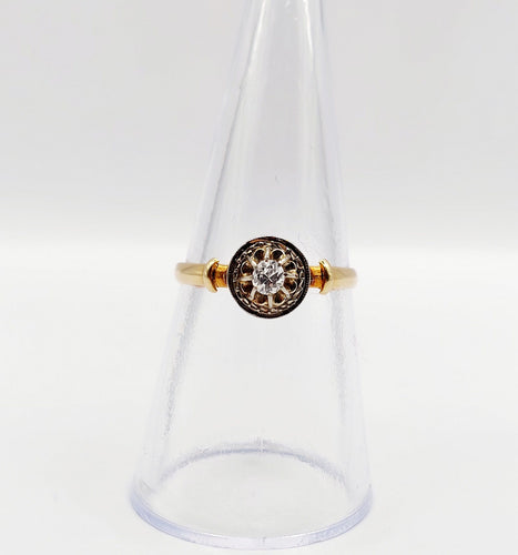 Bague 54 Bague solitaire art deco or jaune 18k diamant taille ancienne 58 Facettes A05903