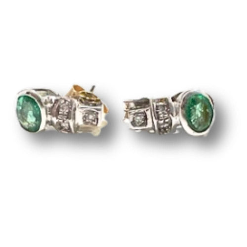 Boucles d'oreilles Boucles d'oreilles au design contemporain du XXe siècle en or 18 carats avec diamants et émeraudes 58 Facettes Q939A (899)