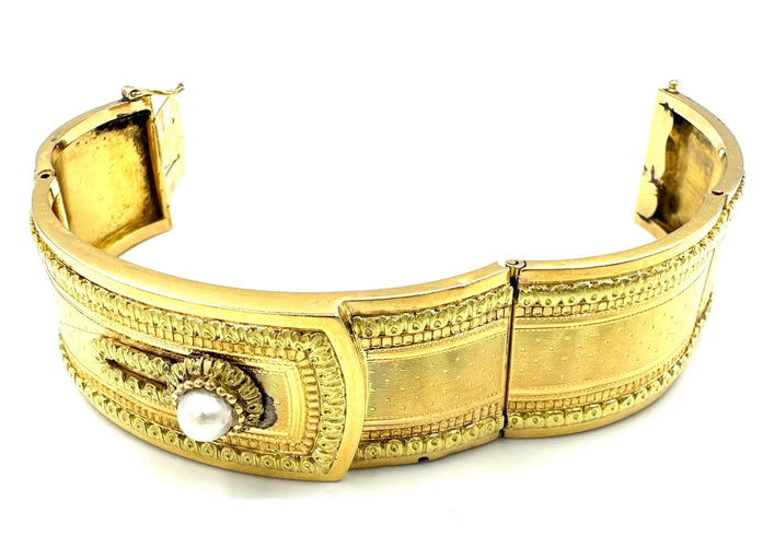 Bracelet Bracelet 19ème, 2 ors 18K et perle 58 Facettes