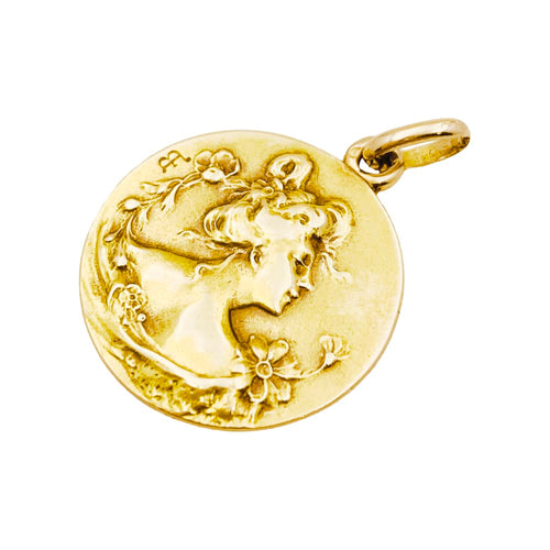 Pendentif Médaille Art Nouveau Prosper d'Epinay de Briort, or jaune. 58 Facettes 35272