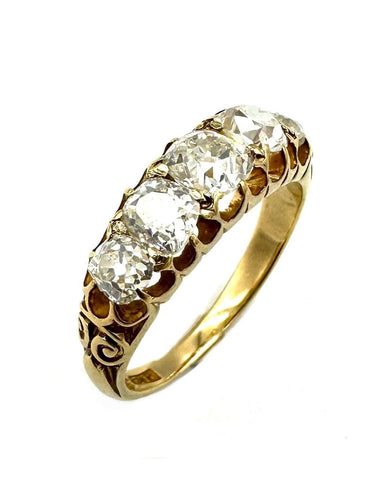 Bague 51 Bague Jarretière fin 19ème or et diamants 58 Facettes