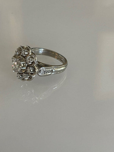 Bague Bague Fleur Diamants Taille Ancienne 58 Facettes