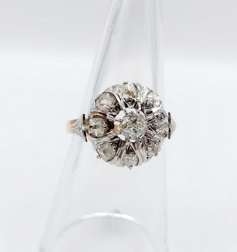 Bague 54 Bague marguerite or jaune, platine et diamants taille ancienne (circa 1920) 58 Facettes A05474