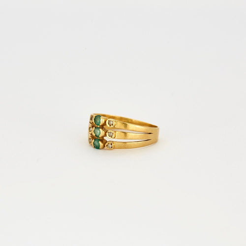 Bague 56.5 Bague 3 rangs moldavites 58 Facettes LP475