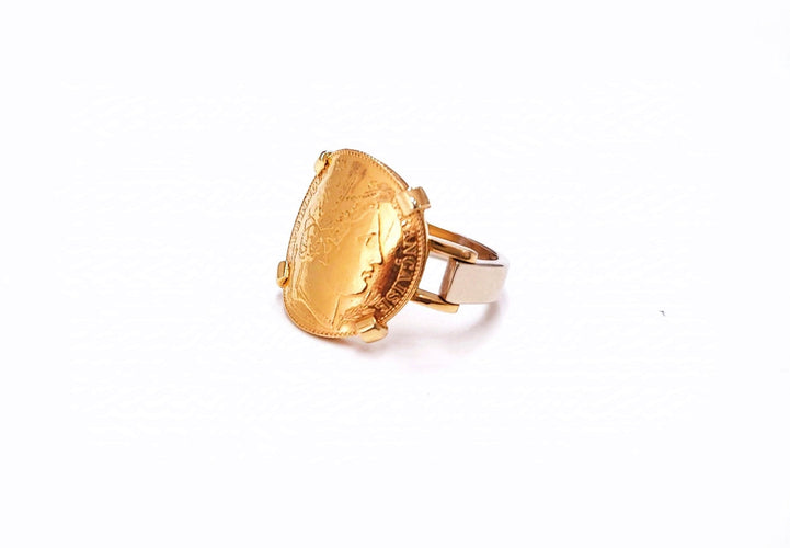 Bague 55 Bague pièce 10 francs or jaune 58 Facettes BAG.NAPO-1200