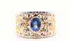Bague Bague saphir 0,95 carats, diamants, or bicolore 58 Facettes
