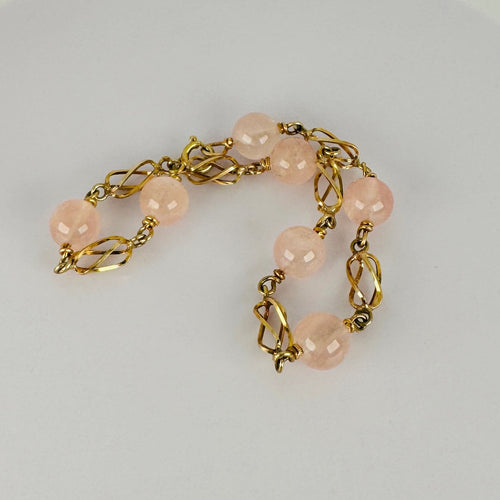 Bracelet Bracelet en or jaune orné de quartz rose, un bijou d'une beauté exceptionnelle. 58 Facettes 2508034