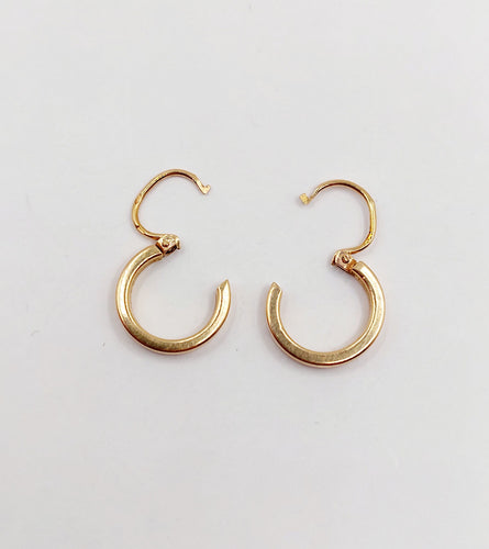 Boucles d'oreilles Mini créoles art déco or rose 18k finement travaillées (circa 1970) 58 Facettes A06268