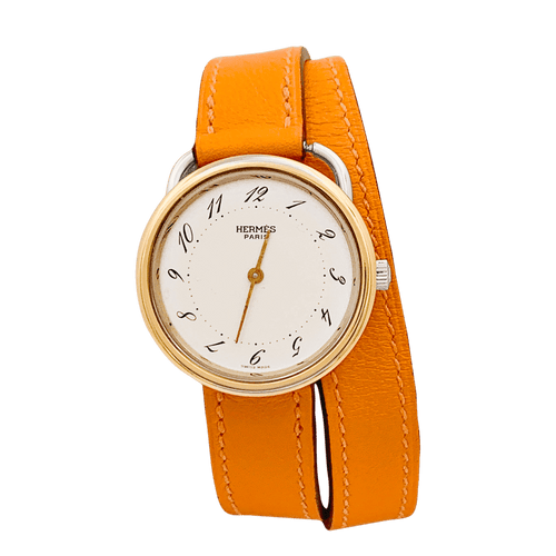 Montre Hermès, "Arceau", plaqué or, acier, cuir. 58 Facettes 34466