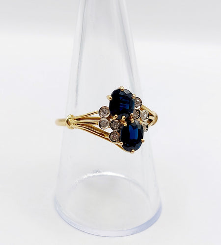 Bague 57.5 Bague vintage toi et moi or jaune 18k saphirs et diamants 58 Facettes A06136