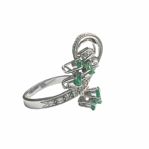 Bague 53 Bague rétro diamants émeraudes 58 Facettes Q165B