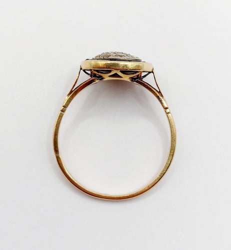 Bague 56.5 Bague cible art déco or jaune, diamants et saphirs calibrés synthétiques 58 Facettes A05652