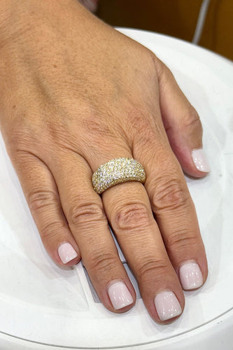 Bague 59 Bague bombée or jaune pavage de diamants 58 Facettes